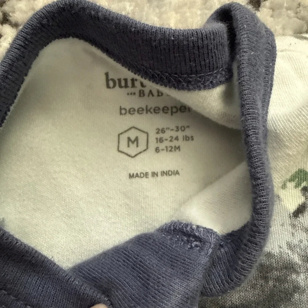 Burts Bees Baby Sleep Sack Pale Blue Bears 6-12 Months, 2 Way Zipper